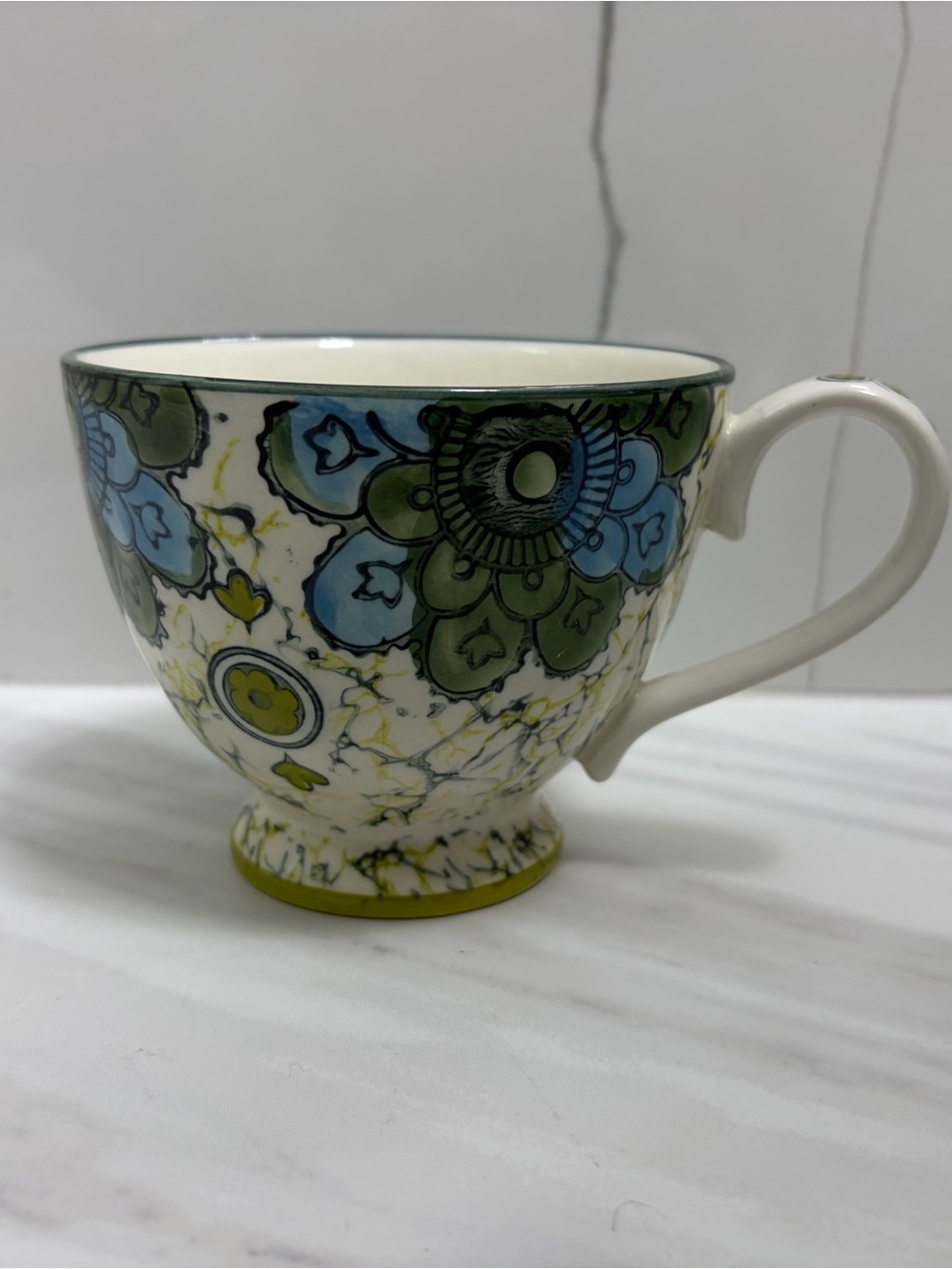 Anthropologie Kebaya Mandala Floral Footed Pedestal Coffee Mug